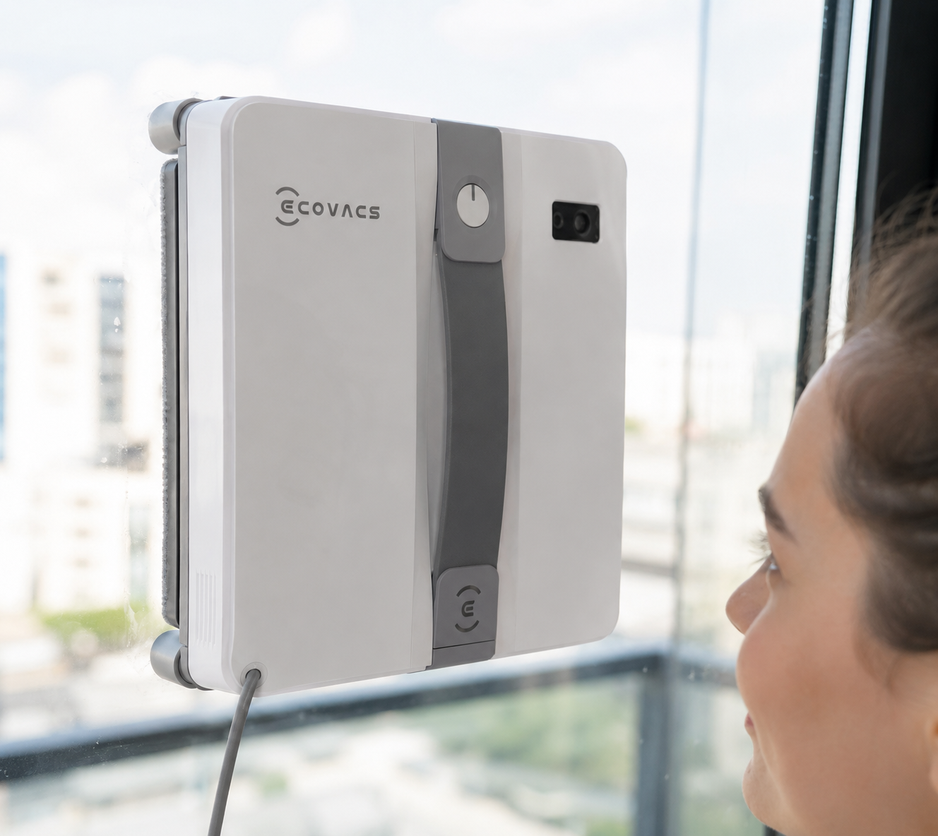 ECOVACS WINBOT Mini 2 window cleaning robot on glass