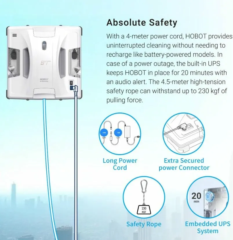 HOBOT S7 Pro ELB Edge-Leakage-Bumper sensors and window frame protection with silicone bumpers