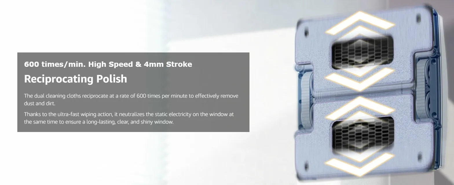 HOBOT S7 Pro dual mop reciprocating polish system running at 600 times per minute