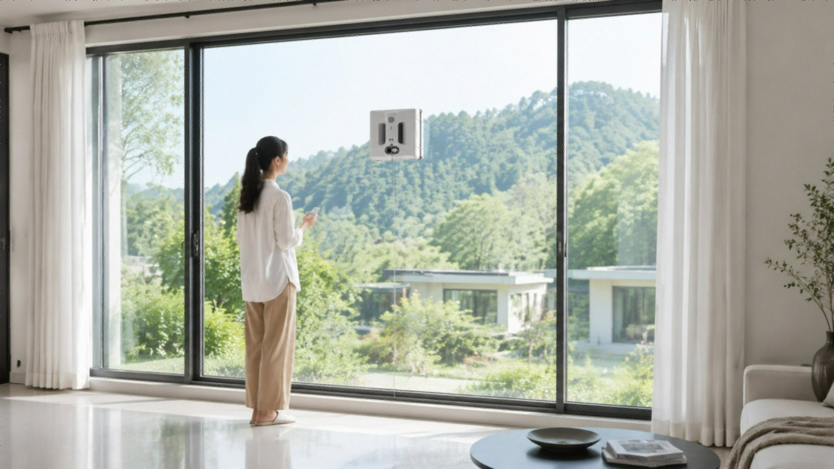 HUTT A1 Auto Window Cleaning Robot with 6000Pa suction and 4 water spray nozzles on Amazon